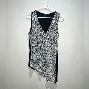 White House Black Market Geometric Asymmetric Sleeveless Tunic Top